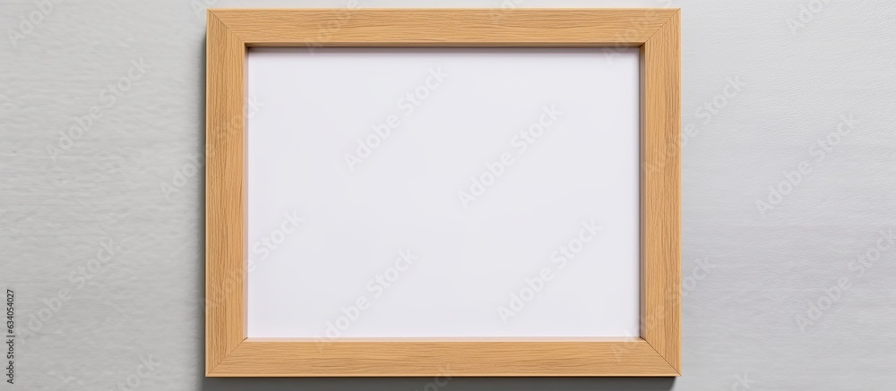 Aufkleber empty horizontal picture frame mockup on white wall single wood frame template