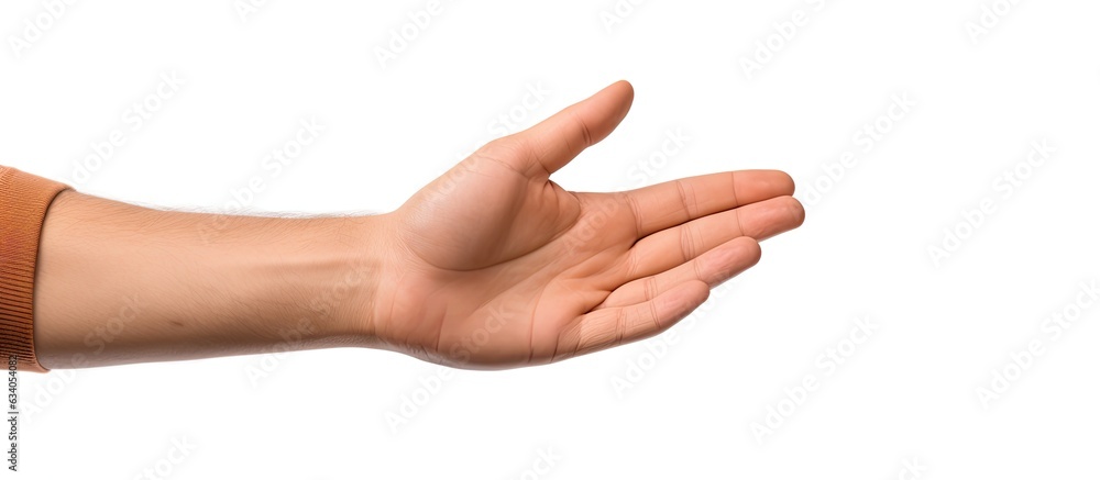 Poster hand of man isolated on white background with clipping path