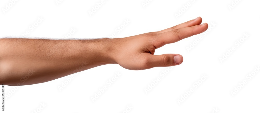 Poster hand of man isolated on white background with clipping path