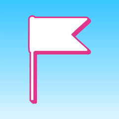 Flag sign illustration. Cerise pink with white Icon at picton blue background. Illustration.
