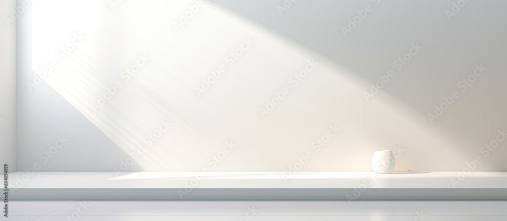Poster plain white studio background for showcasing products vacant space with window shadows present items
