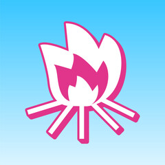 Fire sign. Cerise pink with white Icon at picton blue background. Illustration.