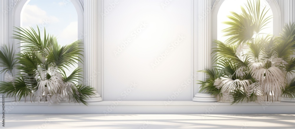 Aufkleber Empty room with shadows and copy space for product presentation summer concert backdrop