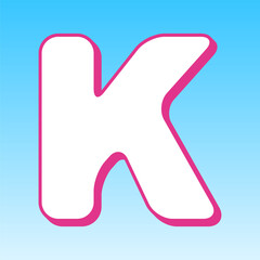 Letter K sign design template element. Cerise pink with white Icon at picton blue background. Illustration.