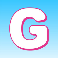 Letter G sign design template element. Cerise pink with white Icon at picton blue background. Illustration.