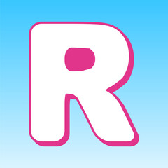 Letter R sign design template element. Cerise pink with white Icon at picton blue background. Illustration.