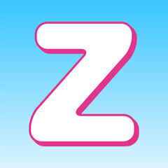 Letter Z sign design template element. Cerise pink with white Icon at picton blue background. Illustration.