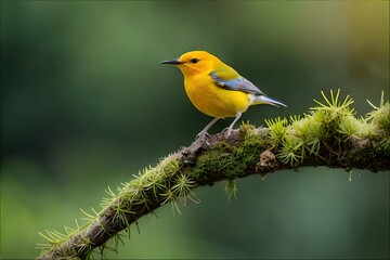 Male Prothonotary Warbler on a branch