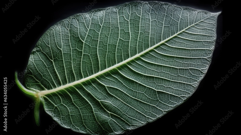 Poster transparent skeleton leaf with beautiful texture on a green. beautiful generative ai aig32