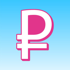 Obraz premium Ruble sign. Cerise pink with white Icon at picton blue background. Illustration.