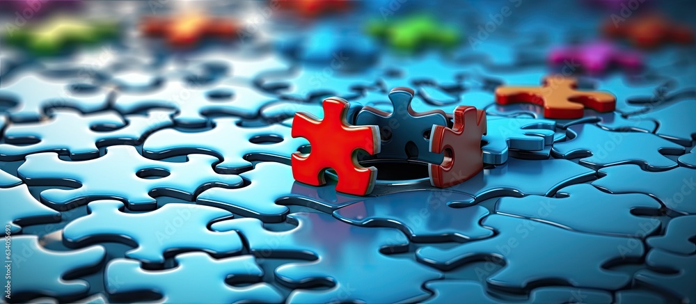 Poster Task completion and missing puzzle pieces with a business concept