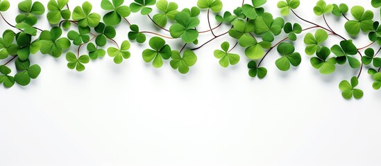 Clover leaves form a frame on a white background