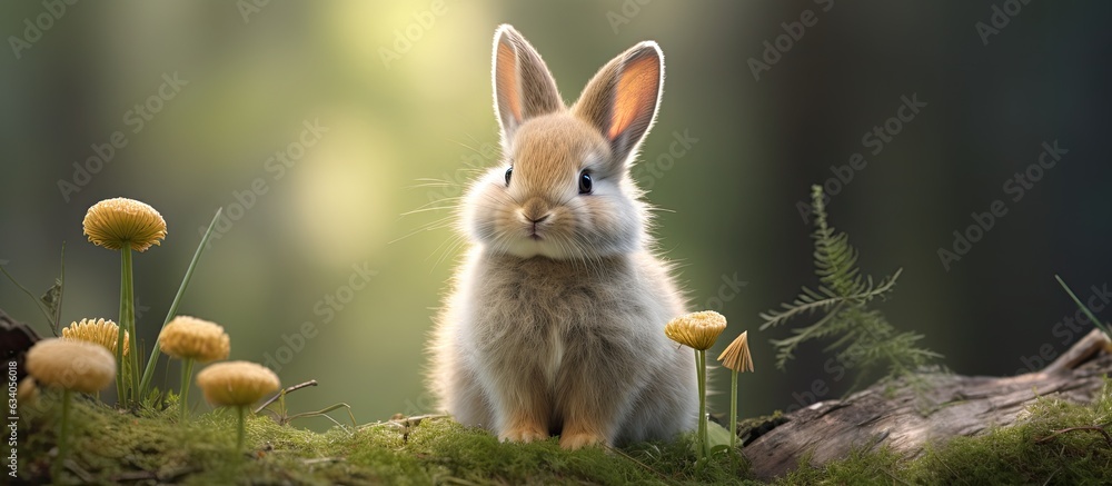 Poster tiny rabbit seated