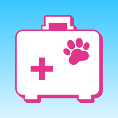 Pet shop sign illustration. Cerise pink with white Icon at picton blue background. Illustration.