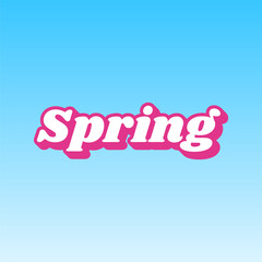 Spring slogan. Cerise pink with white Icon at picton blue background. Illustration.