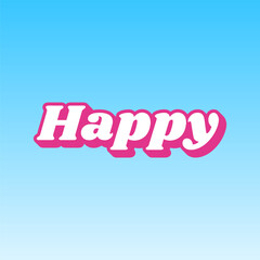 Happy letters slogan. Cerise pink with white Icon at picton blue background. Illustration.