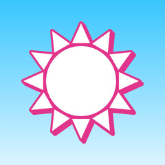 Sun Icon. Cerise pink with white Icon at picton blue background. Illustration.