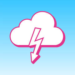 Storm icon. Cerise pink with white Icon at picton blue background. Illustration.