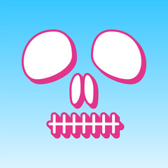 Death skull sign. Cerise pink with white Icon at picton blue background. Illustration.