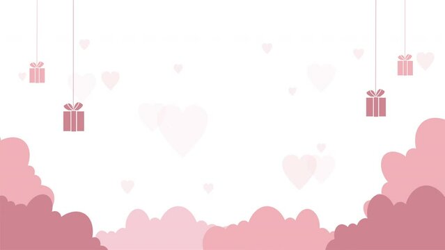 Vector Banner Template Valentine's Day vector banner template with clouds, gifts and hearts illustrations on pink background. Suitable for shopping  commercial web or print banner poster brochure 