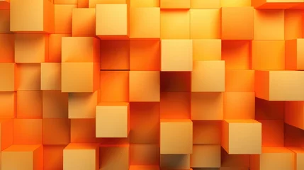 Fotobehang Orange Cubes Wall Background © Various Backgrounds