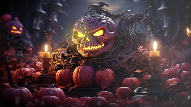 Realistic halloween night scary animation looping video animated background