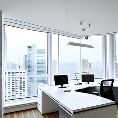 Fototapeta na wymiar 大都会の真っ白な美しいオフィス K