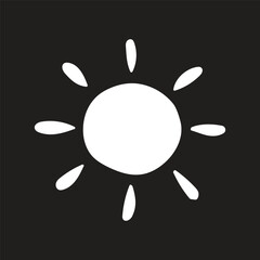 white sun vector illustration isolated on black background