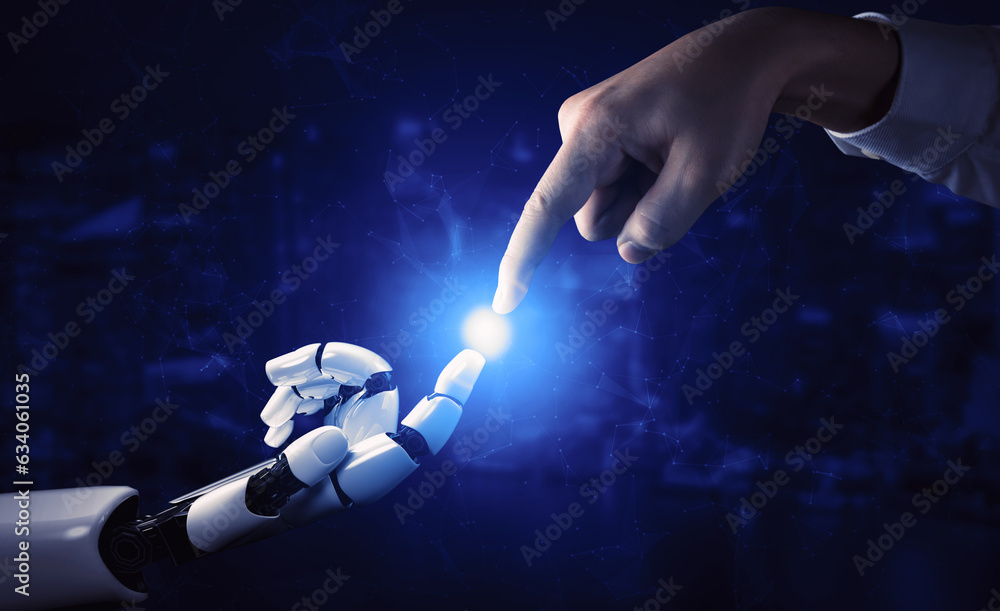 Poster 3d rendering artificial intelligence ai research of robot and cyborg development for future of peopl