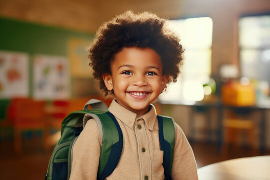 Playful Child Thriving In Lively Schoolroom