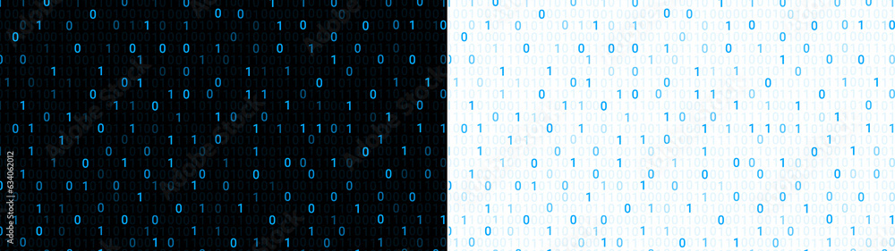 Poster hacker background with one zero 0 1 bit blue glow. transparent background.