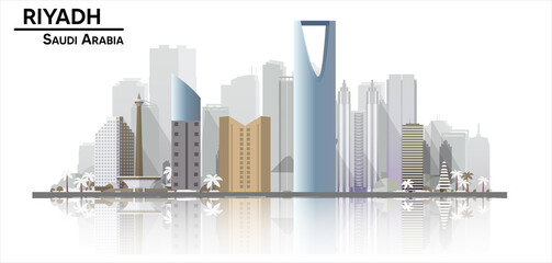 Fototapeta na wymiar Saudi Arabia Riyadh Cityscape with white isolated