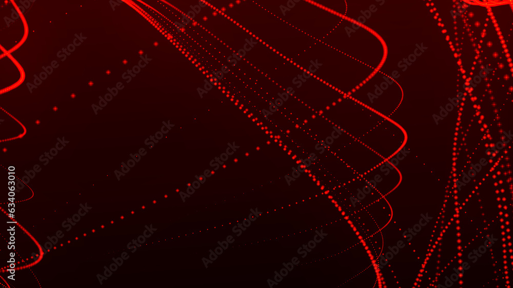 Poster Dynamic wave of glowing particles. Data flow information. Concept of digital communication. Technology or Science Banner. Big data visualization. 3D rendering.