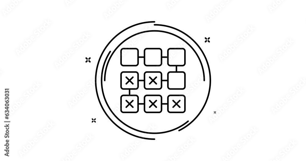 Poster blockchain technology animated outline icon on white background. blockchain technology rotation appe