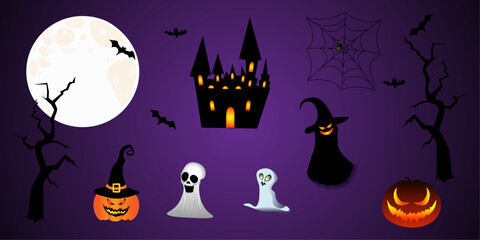 Halloween Spooky Night Scene Vector Image
