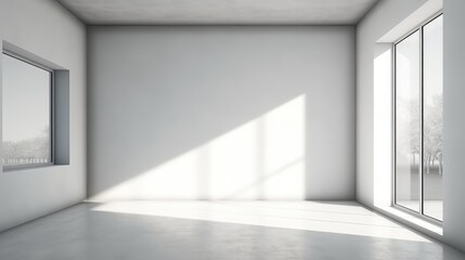 Empty room interior with concrete walls with light from window.