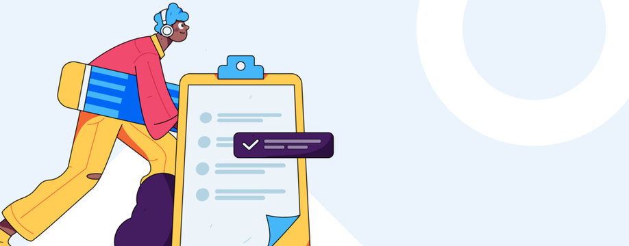 Invite friends to conduct questionnaire survey flat vector concept operation hand drawn illustration
