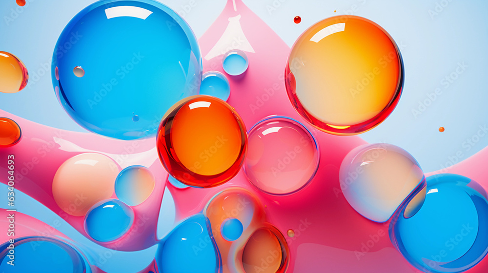 Poster an abstract representation of surprise, with vibrant popping circles and sharp lines against a paste