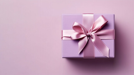pink gift box with pink ribbon. Generative Ai. 