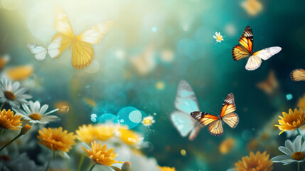 Fototapeta na wymiar butterfly on the flowers. Generative Ai. 
