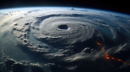 The atmospheric cyclone, Hurricane, View from outer space.