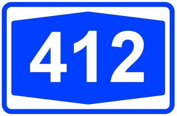 Illustration eines Autobahnschildes der Autobahn 412 in Deutschland	