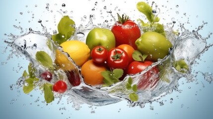 Obraz na płótnie Canvas Splashing fresh fruits in Refreshing Splashes of Water.