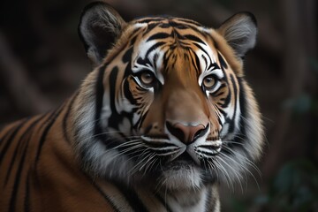 Portrait of a Siberian tiger (Panthera tigris tigris); Bavaria, Germany