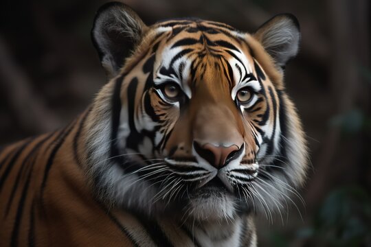 Portrait of a Siberian tiger (Panthera tigris tigris); Bavaria, Germany