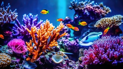 colorful corals in the sea aquarium