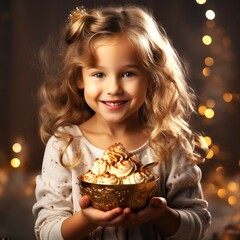 Naklejka premium girl with birthday cake