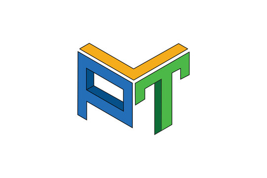 ptl cube custom letter logo design concept