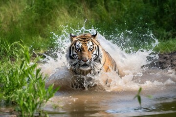 Obraz premium Bengal tiger, Ranthambhore National Park, Rajasthan