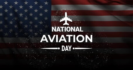 National Aviation Day Animation. Happy aviation day. Animated text with a waving flag background. Great for Happy Aviation Day Celebrations,social media feed wallpaper stories and festivals